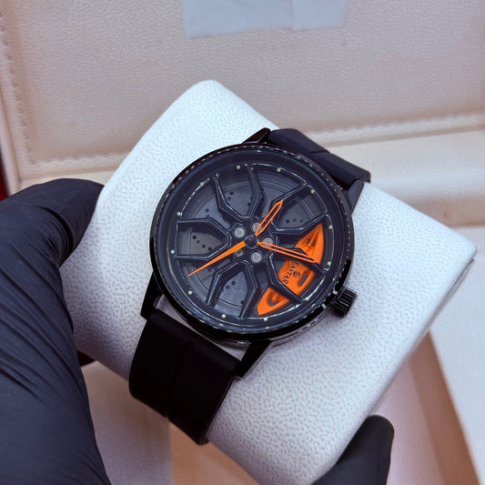 Ferrari wheel  orange silicon strap - Reluxe